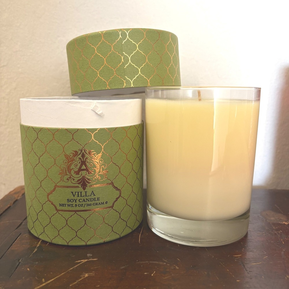 Archipelago Botanicals Villa Soy Candle 9 oz Warm Teak Oak Moss Crushed Vanilla